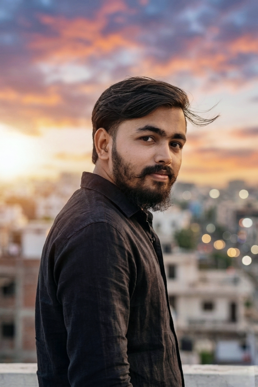 Golden Hour Rooftop Portrait of Indian Man